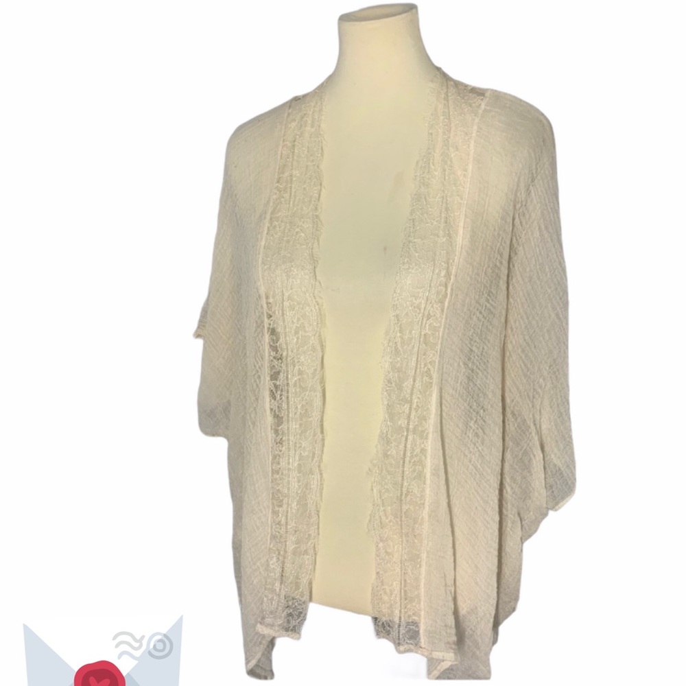 BCBG off white lace pancho